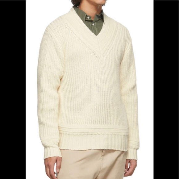 OFFICINE GENERALE MENS Off-White Gino Sweater SZ L - Picture 4 of 8
